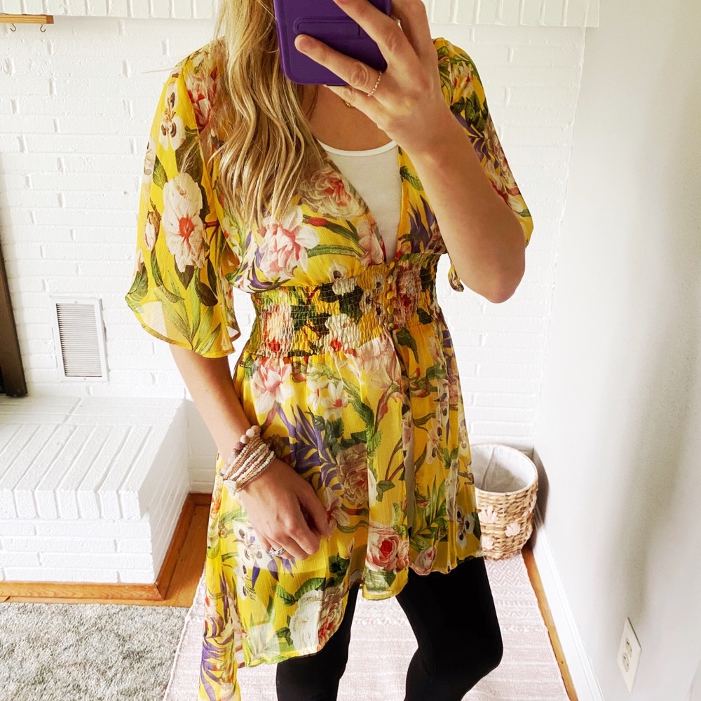 Easel Floral Kimono Dress NWOT